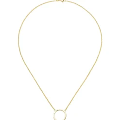 Collier Halskette aus 585 Gold Gelbgold Kreis mit 7 Diamanten 0.04Ct W/SI 44cm