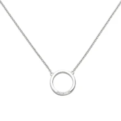 Collier Halskette aus 585 Gold Weißgold Kreis mit 7 Diamanten 0.04Ct W/SI 43cm