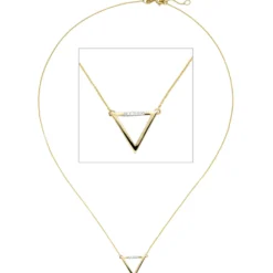 Collier Halskette Dreieck aus 585 Gold Gelbgold mit 4 Diamanten 0,02 Ct. 40-42cm
