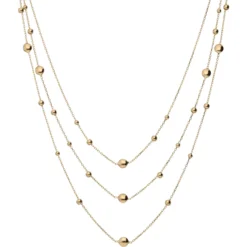 Collier Halskette Halsschmuck 3-reihig mit Elementen 585 Gold Gelbgold 42-45cm