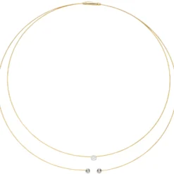 Collier Halskette Kette mit 3 Diamanten 0.15Ct 2-reihig 750 Gold 42cm