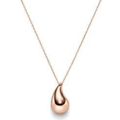 Collier Halskette mit Anhänger Tropfen 30x18mm 585 Gold Rotgold 45cm glänzend