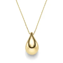 Collier Halskette mit Anhänger Tropfen 20x12mm 585 Gold Gelbgold 45cm glänzend