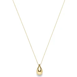 Collier Halskette mit Anhänger Tropfen 20x12mm 585 Gold Gelbgold 45cm glänzend