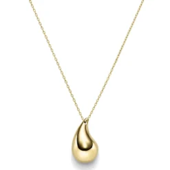 Collier Halskette mit Anhänger Tropfen 30x18mm 585 Gold Gelbgold 45cm glänzend
