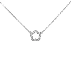 Collier Halskette mit Anhänger Blume 925 Silber rhodiniert 42-45cm Halsschmuck