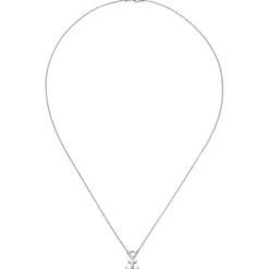 Collier Halskette mit Anhänger Anker Schiffsanker 925 Silber mit 5 Zirkonia 45cm