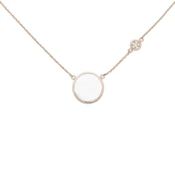 Collier Halskette Perlmutt-Einlagen rund 6 Zirkonia 925 Silber rotvergoldet 45cm