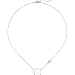 Collier Halskette Perlmutt-Einlagen rund 6 Zirkonia 925 Silber rotvergoldet 45cm
