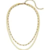 Collier Halskette 2-reihig aus Edelstahl goldfarben Länge variabel 42-51,5cm