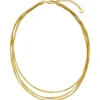 Collier Halskette 925 Silber vergoldet mattiert 3-reihig 42-47cm Silberkette