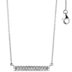 Collier Halskette, Stab Stäbchen mit 35 weißen Zirkonia 925 Silber 45cm Damen