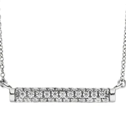 Collier Halskette, Stab Stäbchen mit 35 weißen Zirkonia 925 Silber 45cm Damen