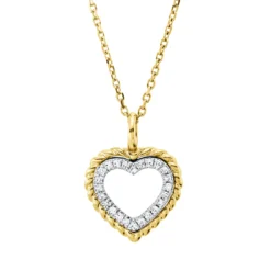 Collier Herz aus 585 Gold gelb/weiß 24 Diamanten 0,05ct TW-SI L:45,7cm