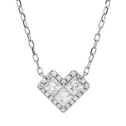 Collier Herz aus 750 Gold Weißgold 25 Diamanten 0,4ct L:45,7cm