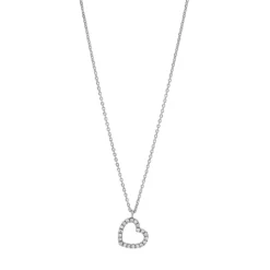 Collier Herz aus 750 Gold Weißgold 20 Brillanten 0,06ct TW-SI L:45cm