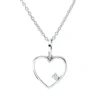 Collier Herz aus 750 Gold Weißgold Brillant 0,02ct TW-SI L:45cm 4er-Krappe