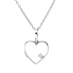 Collier Herz aus 750 Gold Weißgold Brillant 0,02ct TW-SI L:45cm 4er-Krappe