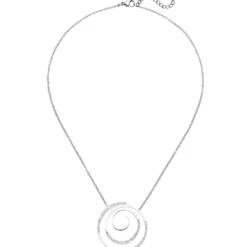 Collier Kette mit Anhänger aus Edelstahl Spirale mit 74 Kristallen 42-46cm