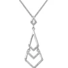 Collier Kette mit Anhänger aus 925 Silber mit 46 weißen Zirkonia 45cm Damen
