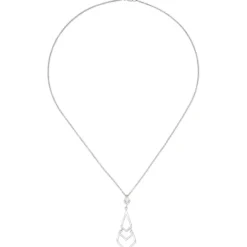 Collier Kette mit Anhänger aus 925 Silber mit 46 weißen Zirkonia 45cm Damen