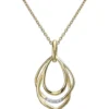 Collier Kette mit Anhänger aus 925 Silber vergoldet mit 5 Zirkonia 45cm Damen
