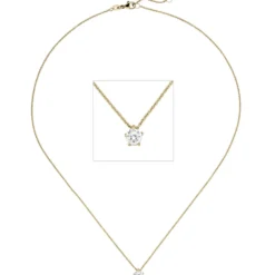 Collier Kette mit Anhänger 585 Gelbgold Diamant 0,50 ct. W-SI 45cm 5er-Krappe