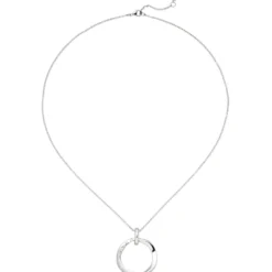 Collier Kette mit Anhänger Kreis aus 925 Silber eismatt mit 10 Zirkonia 45cm