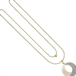 Collier Kette mit Anhänger rund, Edelstahl mit Glitzern Glitzereffekt, 80cm