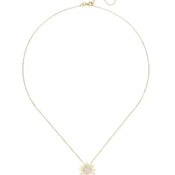 Collier Kette mit Anhänger Sonne aus 333 Gold Gelbgold mit 37 Zirkonia 42-45cm