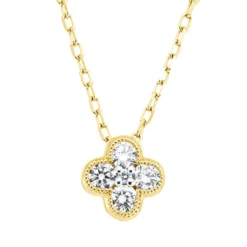 Collier Kleeblatt 750 Gelbgold 4 Brillanten 0,23ct TW-SI 1 Brillant 0,01ct TW-SI