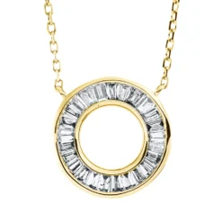 Collier Kreis aus 750 Gelbgold 25 Diamanten Trapez-Schliff 0,31ct TW-VSI L:45,7cm