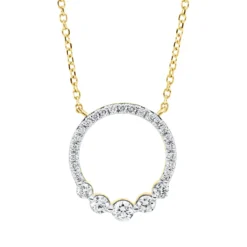 Collier Kreis aus 750 Gelbgold 26 Diamanten 0,3ct TW-SI L:45cm Fassung rhodiniert
