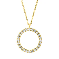 Collier Kreis aus 750 Gold Gelbgold 24 Brillanten 0,2ct TW-SI L:45cm