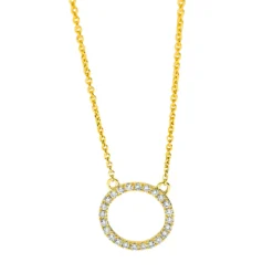Collier Kreis aus 750 Gold Gelbgold 24 Brillanten 0,11ct TW-SI L:45cm