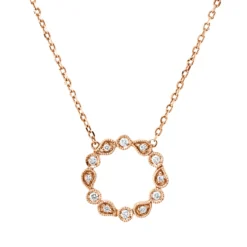Collier Kreis aus 750 Gold Rotgold 12 Brillanten 0,09ct TW-SI L:47cm
