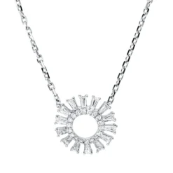 Collier Kreis aus 585 Gold Weißgold 32 Diamanten 0,45ct L:43,2cm