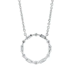 Collier Kreis aus 750 Gold Weißgold 12 Diamanten 0,36ct TW-SI L:42cm