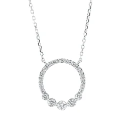Collier Kreis aus 750 Gold Weißgold 26 Diamanten 0,36ct TW-SI L:45cm