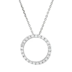Collier Kreis aus 750 Gold Weißgold 25 Brillanten 0,15ct TW-SI L:45cm