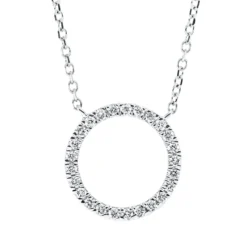 Collier Kreis aus 750 Gold Weißgold 25 Brillanten 0,15ct TW-SI L:45cm