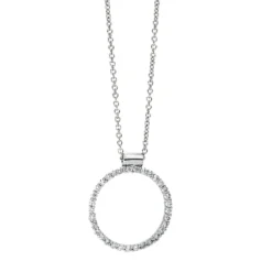 Collier Kreis aus 585 Gold Weißgold 33 Brillanten 0,22ct TW-SI L:42cm