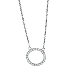 Collier Kreis aus 750 Gold Weißgold 24 Brillanten 0,11ct TW-SI L:45cm
