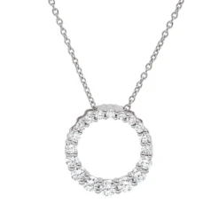 Collier Kreis aus 750 Gold Weißgold 18 Diamanten 0,49ct TW-SI L:45cm