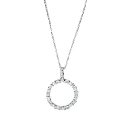 Collier Kreis aus 750 Gold Weißgold 25 Diamanten 0,75ct TW-SI L:45cm