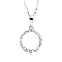 Collier Kreis aus 750 Gold Weißgold 22 Diamanten 0,22ct TW-SI L:45cm