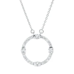 Collier Kreis aus 750 Gold Weißgold 24 Brillanten 0,48ct TW-SI L:45,7cm