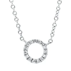 Collier Kreis aus 750 Gold Weißgold 15 Diamanten 0,04ct TW-SI L:45,7cm