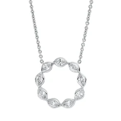 Collier Kreis aus 750 Weißgold 9 Diamanten Navette-Schliff 0,78ct TW-SI L:42cm
