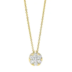 Collier Kreis 750 Gelbgold 6 Brillanten 0,27ct TW-SI 1 Brillant 0,1ct TW-SI L:45cm